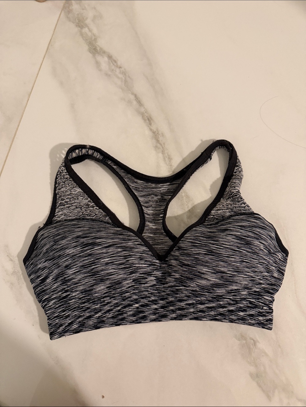 PINK Victoria's Secret Black and Gray Heather Racerback Sports Bra